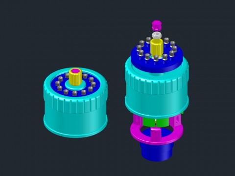 Turret assembled and exploded – top view