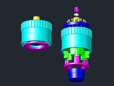Turret assembled and exploded – bottom view